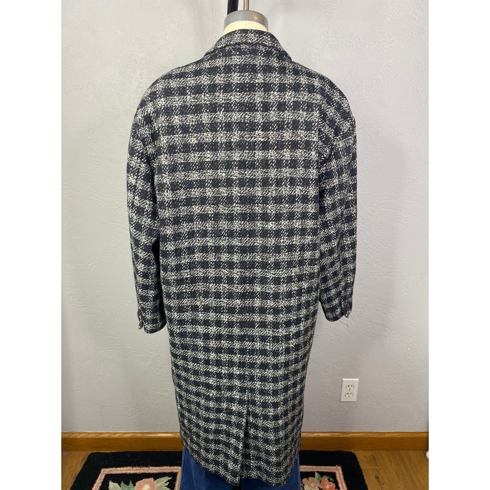 Vintage Houndstooth Double Breasted Wool Blend Trench Coat, Size 9/10 - Picture 8 of 10